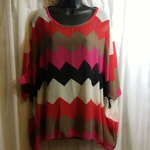 Unique "Chevron" Patterned Chiffon Layering Top